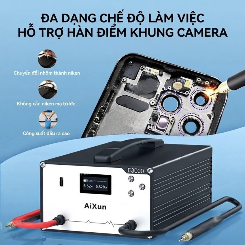 Máy hàn chập hàn viền cam, hàn cell pin AWESHINE F3000 Spot Welder 3000F