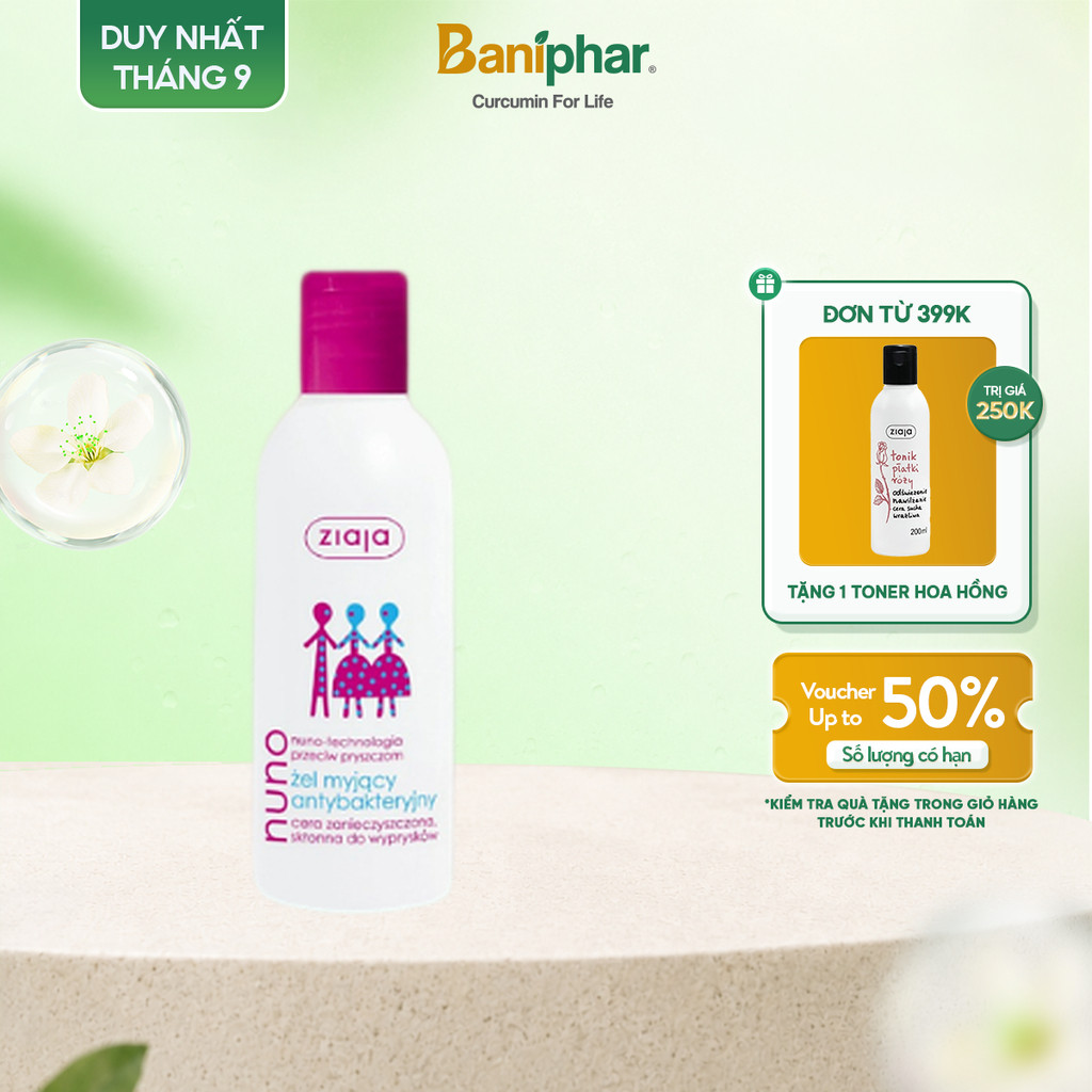[VHL x Dược Bắc Ninh] Sữa rửa mặt dạng gel Ziaja Nuno cho da dầu và da hỗn hợp 200ml tặng Toner Ziaj