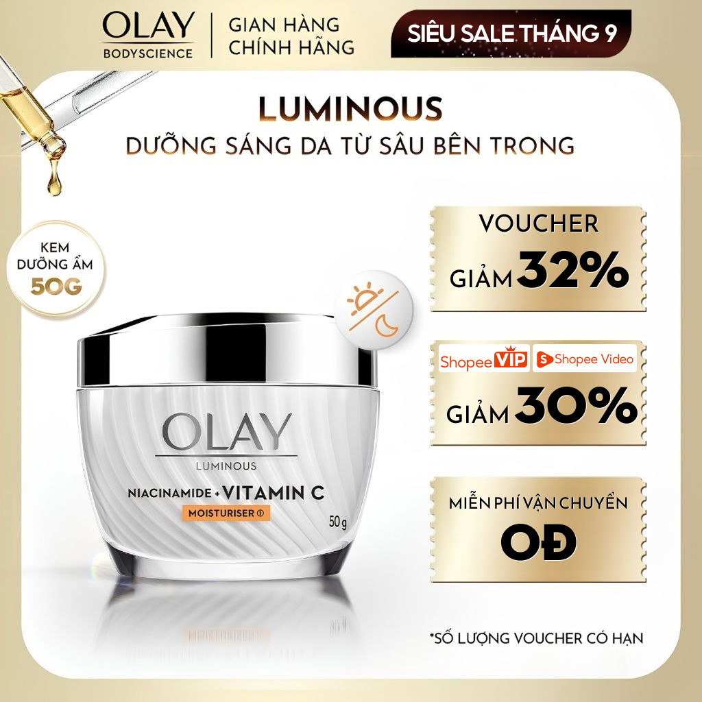 [LIVE] Kem Dưỡng OLAY Luminous Niacinamide & Vitamin C Giúp Mờ Vết Thâm, Đốm Nâu, Dưỡng Sáng Da 50G