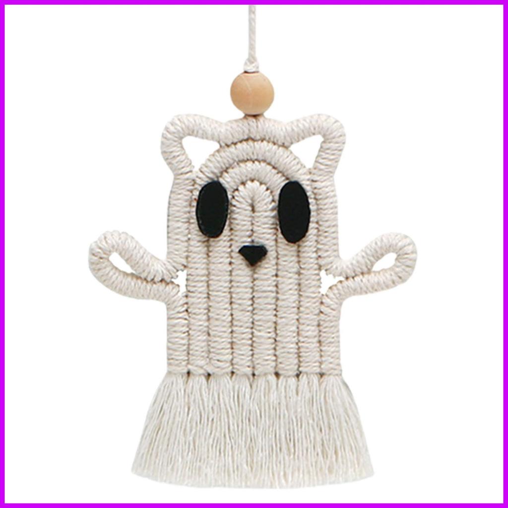 Mặt dây chuyền ma dệt Boho Trang trí dễ thương ngộ nghĩnh với Fringe Fringe Ghost Cat Trang trí cho 