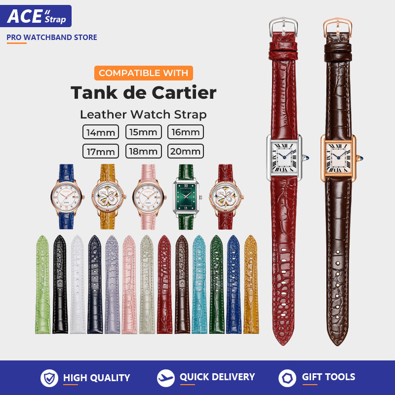 Tương thích với CARTIER Tank London Solo Dumont Clé de Cartier Dây đeo đồng hồ da bò nữ