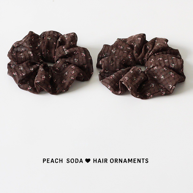 MISMEMO Dây Buộc Tóc Scrunchie Hoa Nâu Đậm — Dây Buộc Tóc Vải Maillard Cổ Điển Cho Đuôi Ngựa Thấp, Dây Buộc Tóc Thẩm Mỹ