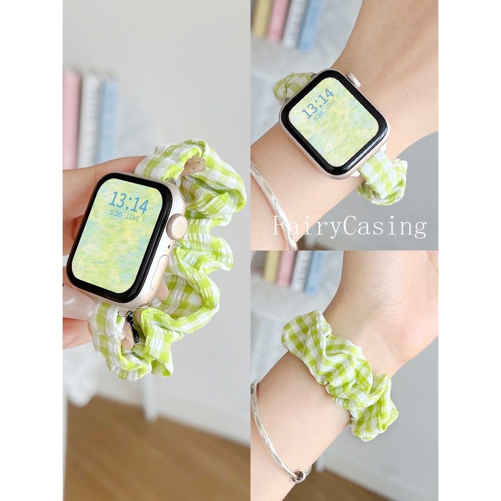 Dây đeo Scrunchie cho Apple watch 11 10 42mm 46mm 40 41 45 44 38 Vòng đeo tay Nylon đàn hồi iwatch s