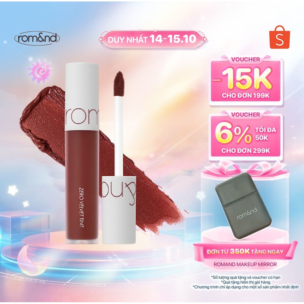 [Rom&nd] Son kem lì cực nhẹ môi Hàn Quốc Romand Zero Velvet Tint 5.5g
