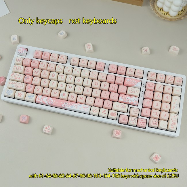 Bộ Keycap Rouge Cat - Pbt Dyesub MOA profile pbt dyesub 125 nút New