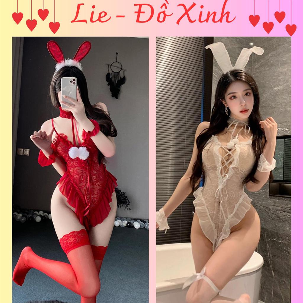 L73 - Tặng Kèm Tai Thỏ Và Phụ Kiện - Bộ Đồ Ngủ Cosplay Sexy Thỏ Hồng, Bodysuit Thỏ Dễ Thương,Bộ Đồ N