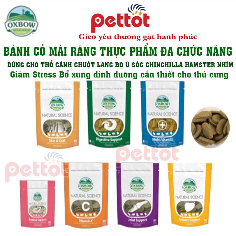 Bánh cỏ Oxbow bổ xung Vitamin dưỡng chất cần thiết mài răng giảm Stress cho Rat, Thỏ, Bọ ú, Chinchil