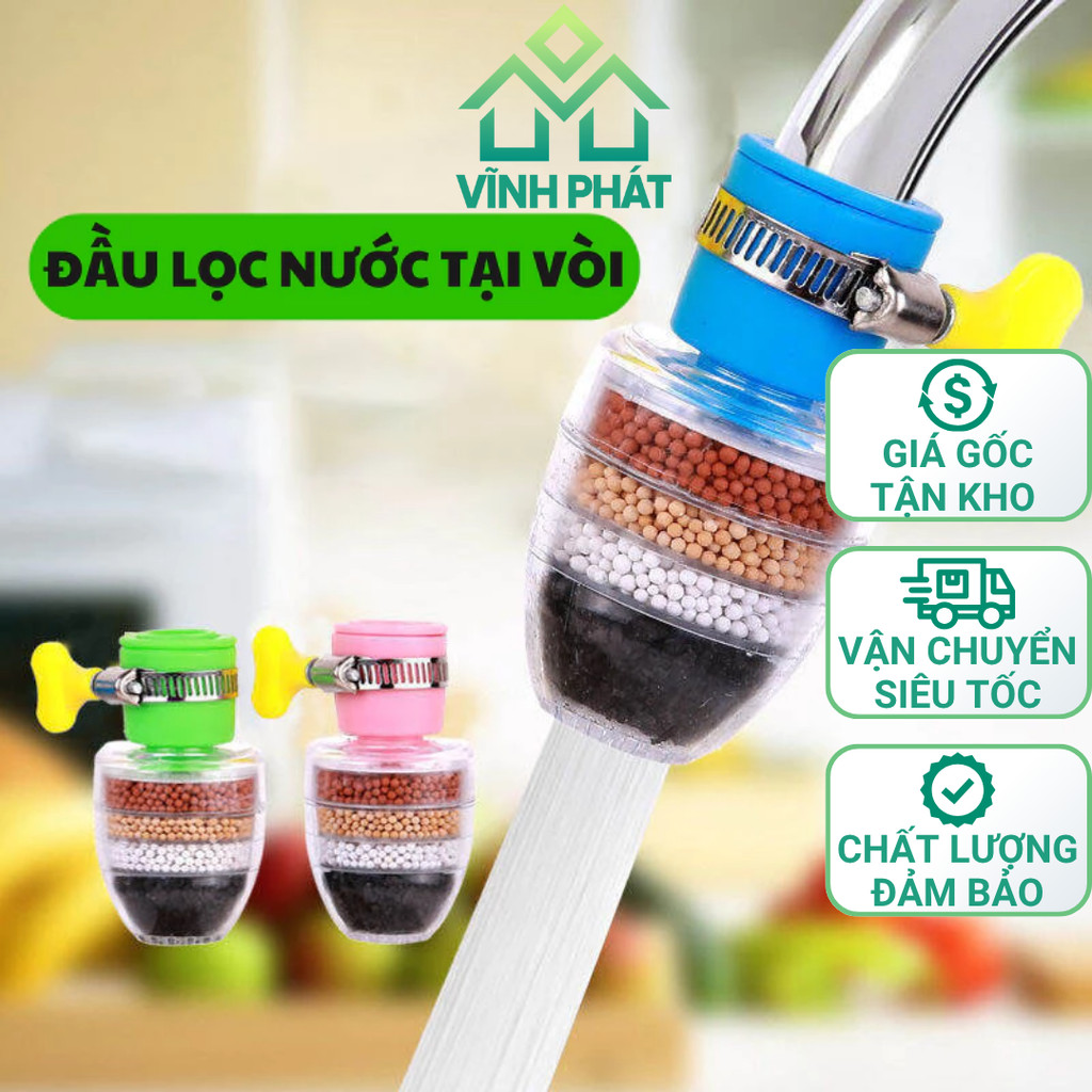 Đầu lọc nước 6 tầng lọc trực tiếp, Đầu vòi nước mini 6 tầng lọc sạch cặn bẩn, lắp dễ dàng chắc chắn