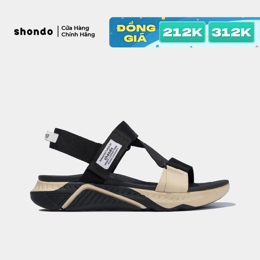 Giày Sandal Nam Nữ SHONDO F7R Êm Nhẹ Mang Đi Học Đi Chơi Màu Đen Be F7R1125
