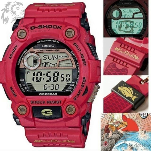 Thích hợp cho g-shock G7900 MMATMOTO Vàng đỏ Jam Tangan Unisex Đồng hồ kỹ thuật số Chống sốc full Se