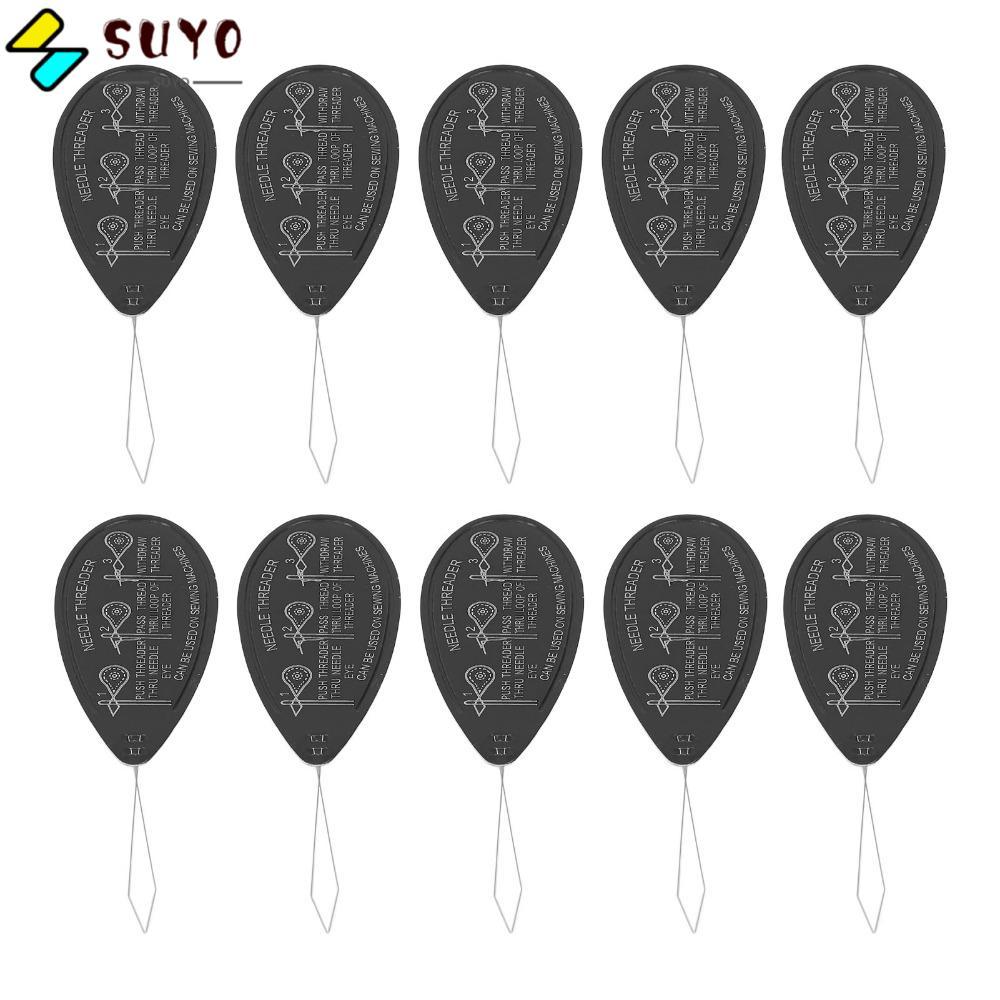 SUYO 20 Chiếc DIY Needle Threader, Chất Liệu Nhựa Vòng Linh Hoạt Kim Threader Tool, Di Động Thêu Đen