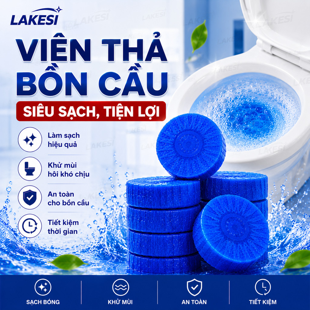 LAKESI Viên Thả Toilet Khử Mùi Tẩy Rửa Combo 10 Viên