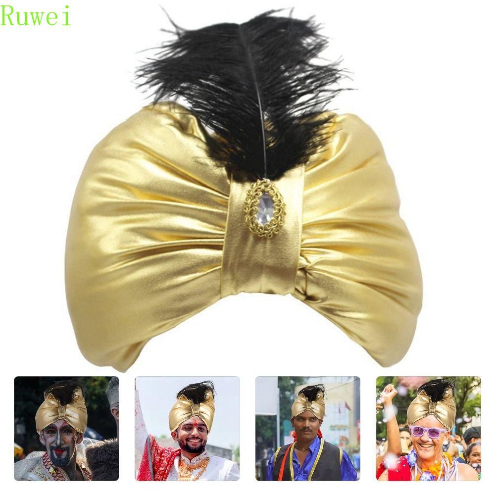 RUWEI Arab Xếp Ly Turban, Trang Phục Ả Rập Mũ Xếp Ly Ấn Độ Mũ, Dân Tộc Mũ Quấn Đầu Sultan Trang Phục