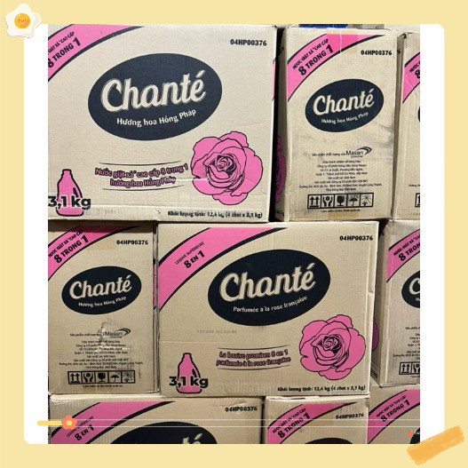 Thùng 4 Can - Túi Nước Giặt Xả Chanté Cao Cấp 8 Trong 1 Hương Nước Hoa 3,1Kg/ 3,05Kg