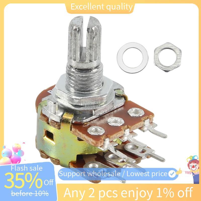 1 chiếc bạc kim loại B50K 50K ohm 6 chân viền kép Chiết áp 3.8 * 2.8 * 1.7cm