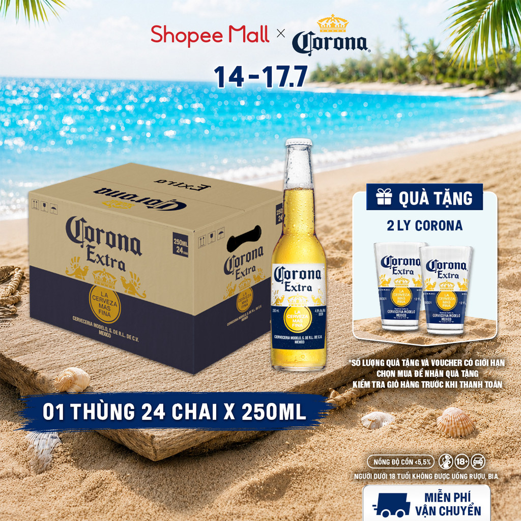 Nồng Độ Cồn 4.5% - Bia Corona Extra nhập khẩu thùng 24 chai (250ml/chai)
