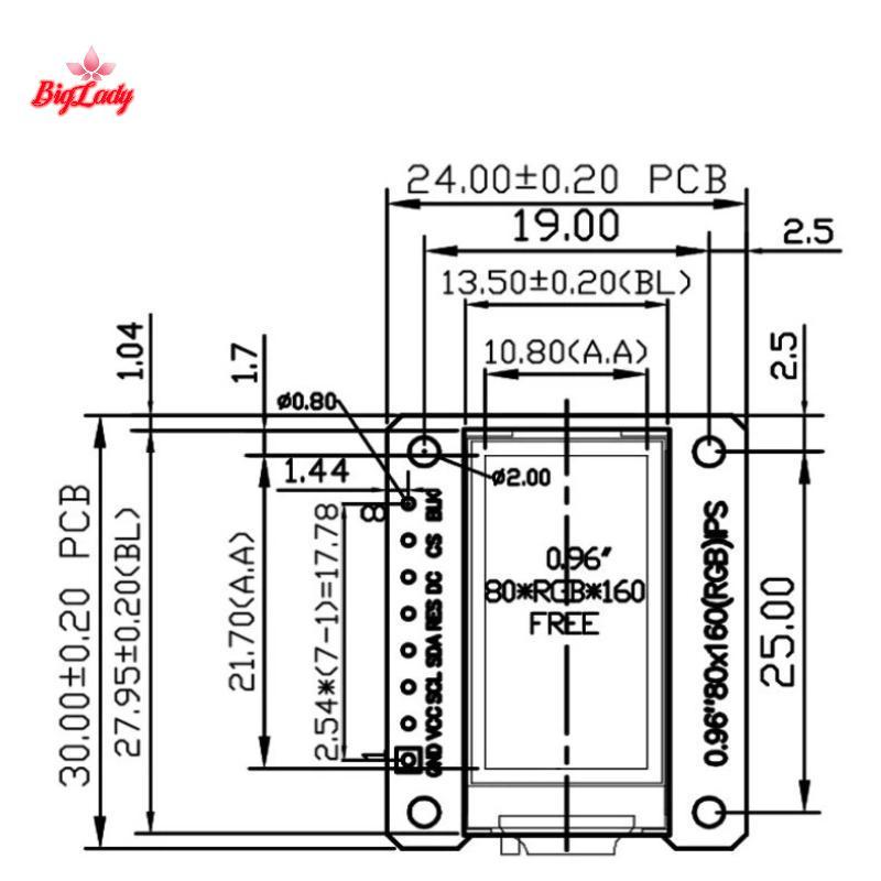 SHNGki ST7735S 0.96 Inch Màn Hình LCD 160x80 TFT Module Cho Raspberry Pi DIY Bộ Dụng Cụ Mới