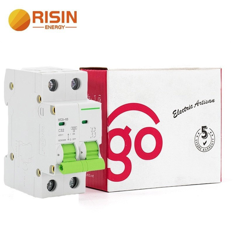 2P 6KA Công suất phá vỡ AC MCB Din Rail Mini Circuit Breaker 6A-63A Loại AC trong hệ mặt trời