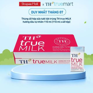 Thùng 48 hộp sữa tươi tiệt trùng TH true MILK hương dâu tự nhiên 110 ml (110 ml x 48)