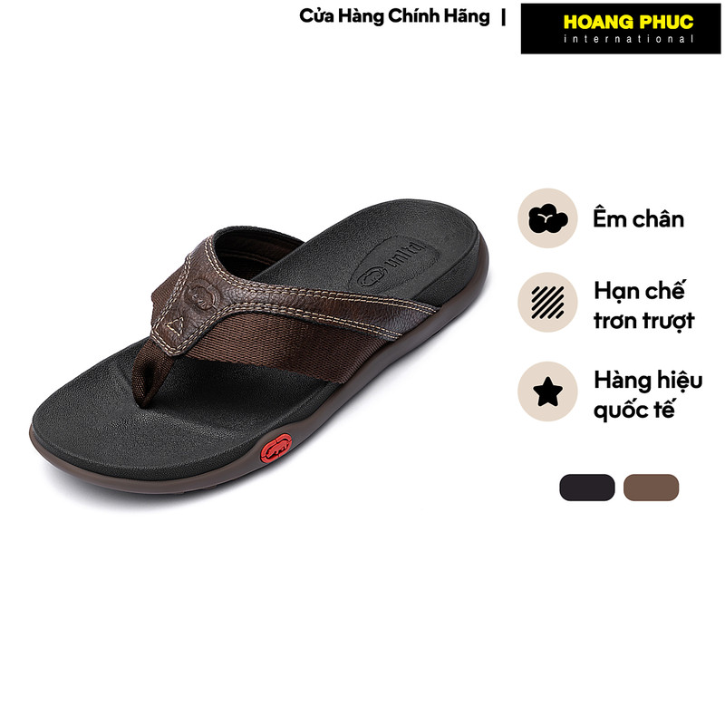 Dép Kẹp Nam ECKO UNLTD. Quai Da Nhân Tạo Phối Vải Đế Cao Su Êm Chân Chống Trượt Màu Đen Nâu IS24-255