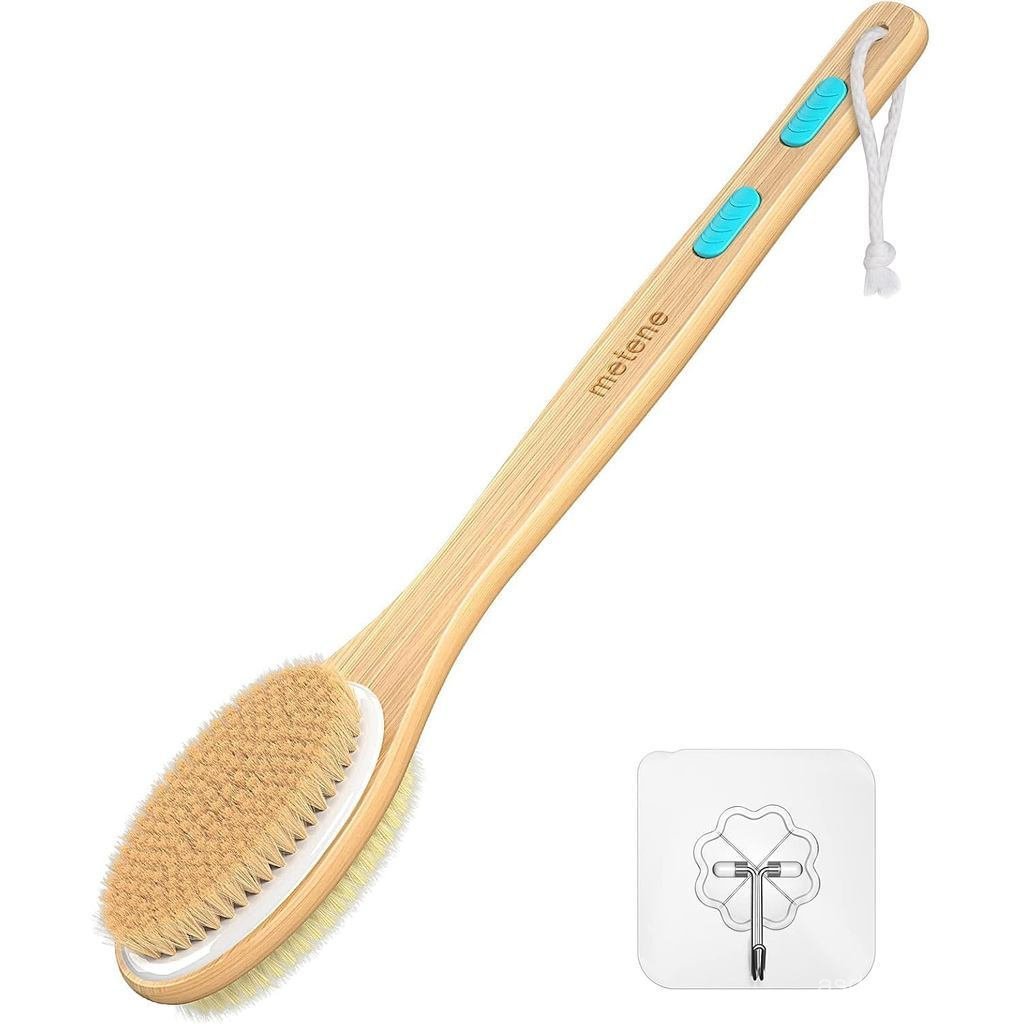 Metene Shower Brush, Soft Bristles Stiff, Bathtub Double-Sided Long Handle Back Brush Body Exfoliato