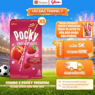 Combo 5 hộp bánh que Pocky Cao Cấp Trái Cây Nghiền Vị Sữa Chua Dâu Đào 38g
