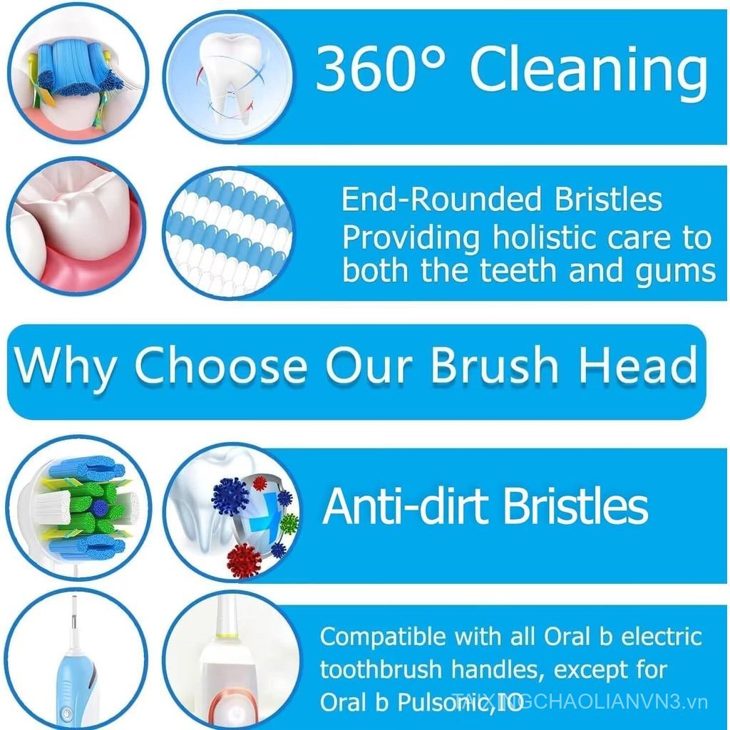 Đầu bàn chải thay thế Schallcare Tương thích với Bàn chải đánh răng điện Oral B Braun - Đầu bàn chải
