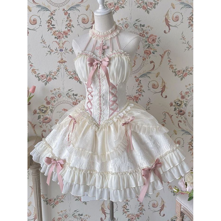 Đầm Cưới Ba Lê lolita Đầm Dark Ji Flower Bud Cross lolita lolita Đầm Gothic Hoa KJEQ