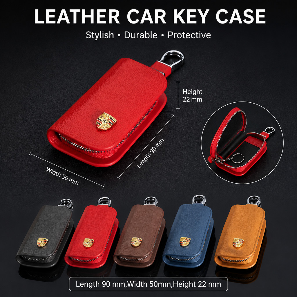 Da Thật Chính Hãng Chìa Khóa Ô Tô Fob Giá Đỡ Dây Kéo Vỏ Di Động Dành Cho Xe Porsche Macan Panamera B