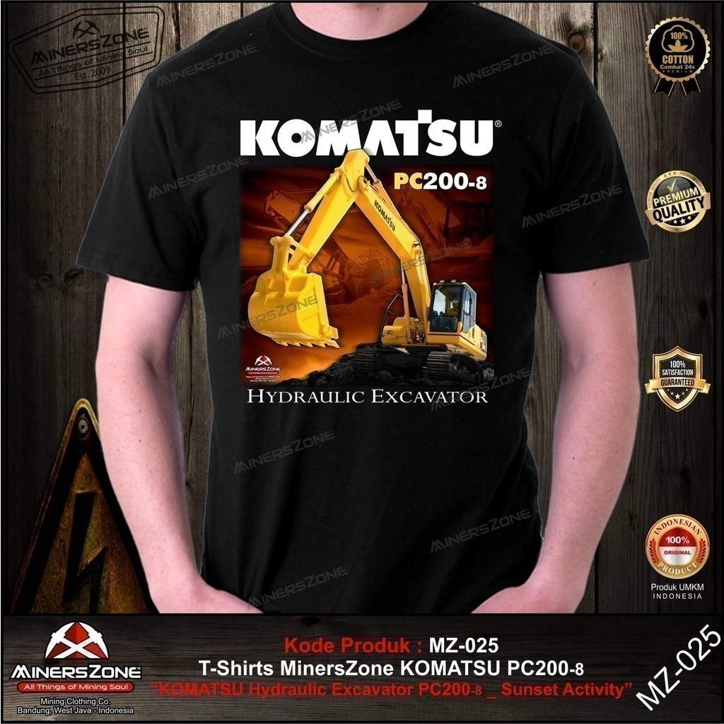 Áo thun thời trang 2026 Minerszone Komatsu Excavator Pc 200-8 Silhouette / komatsu / áo thun Komatsu