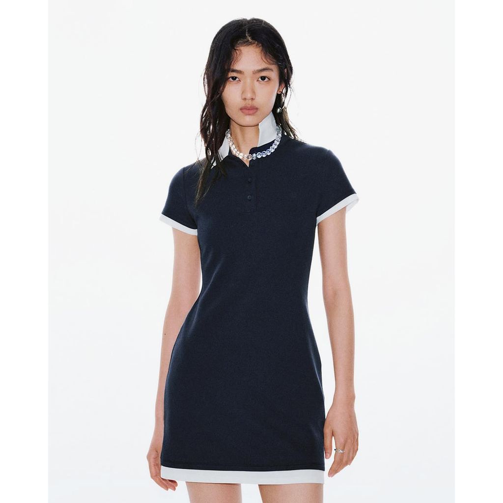 URBAN REVIVO - Đầm polo mini tay ngắn phối viền UYU760042-L8A