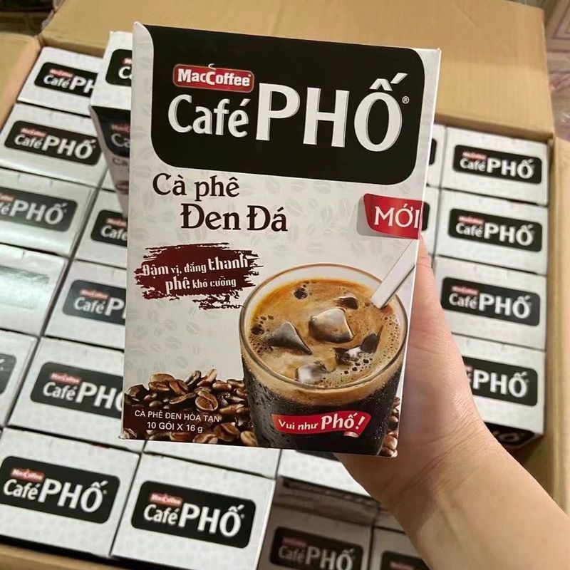 Cà phê Maccoffee Maccoffee Cafe Pho Cà phê đá hòa tan Cà phê đắng Một hộp 10 gói 16g 7.25.W