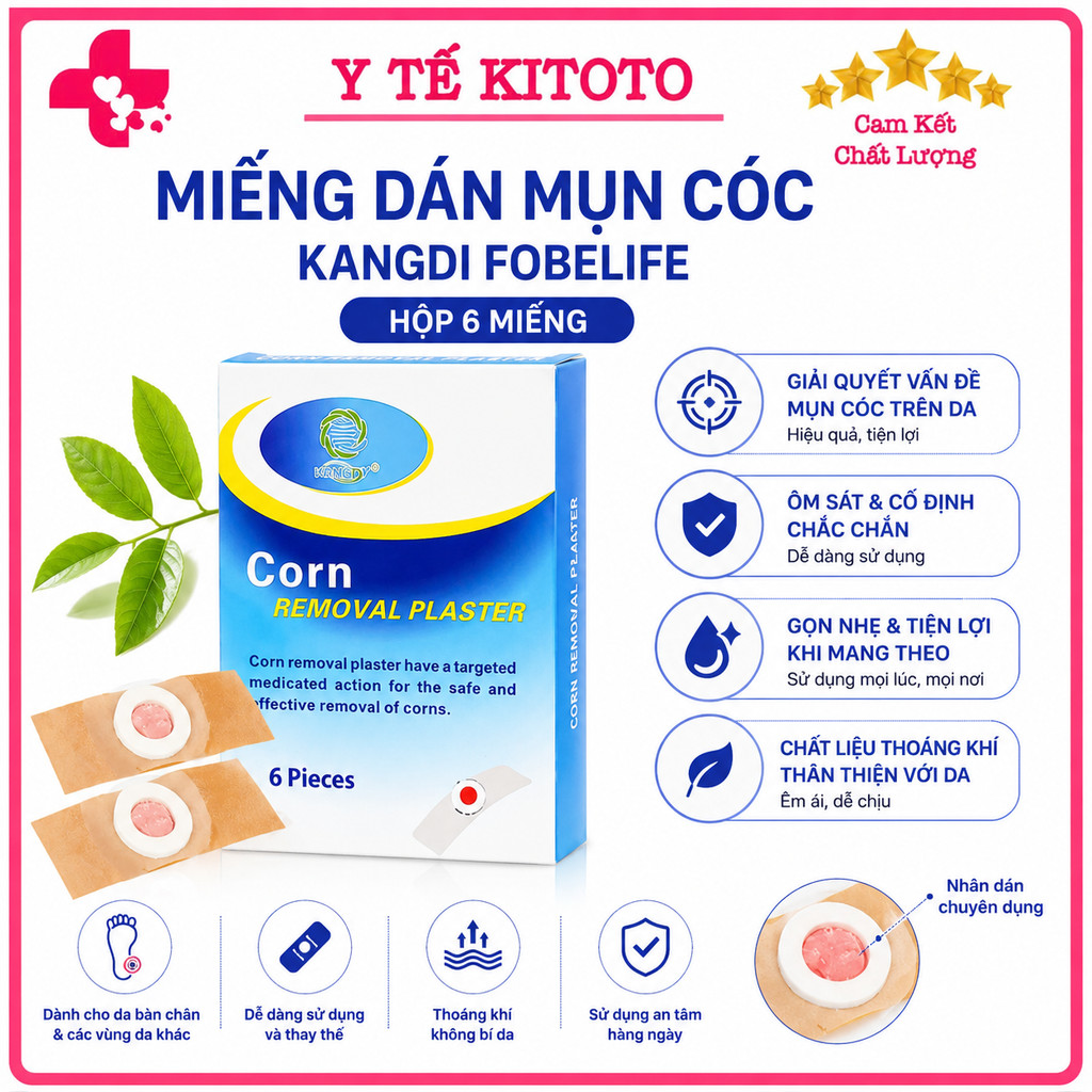 Miếng dán mụn cóc Kangdi Fobelife (HỘP 6 miếng) Y TẾ KITOTO
