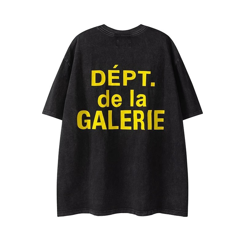 Wash Black Gallery Dept Gallery Dept Street Letter Print Loose Pure Cotton Couple Áo thun ngắn tay