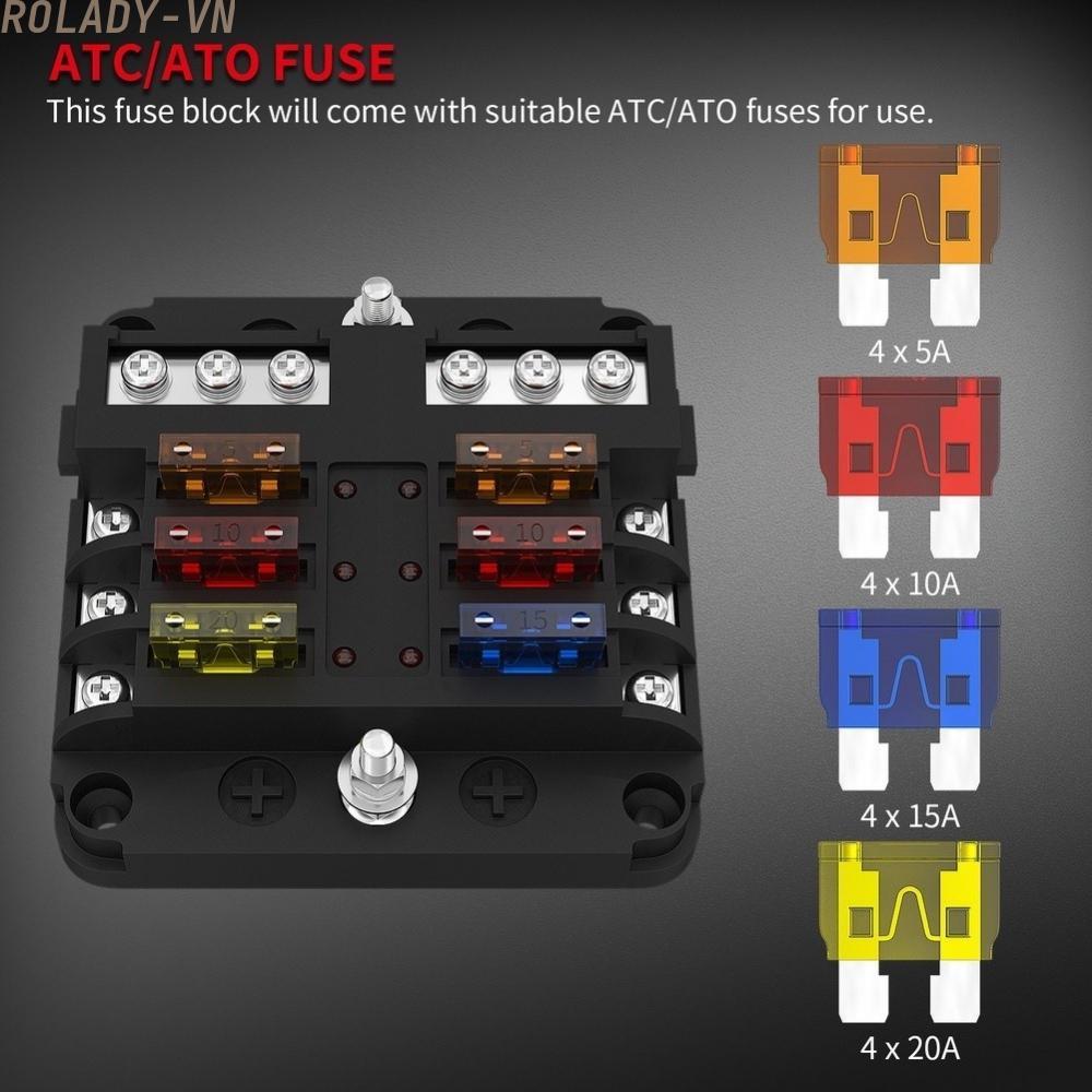 #ROYALLADY#12V Fuse Block Organized Wiring System Overload Safety Device Marine Fuse Holder