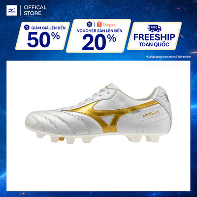 Giày Bóng Đá UNISEX Mizuno MORELIA II JAPAN - Trắng Vàng Gold  - P1GA260150