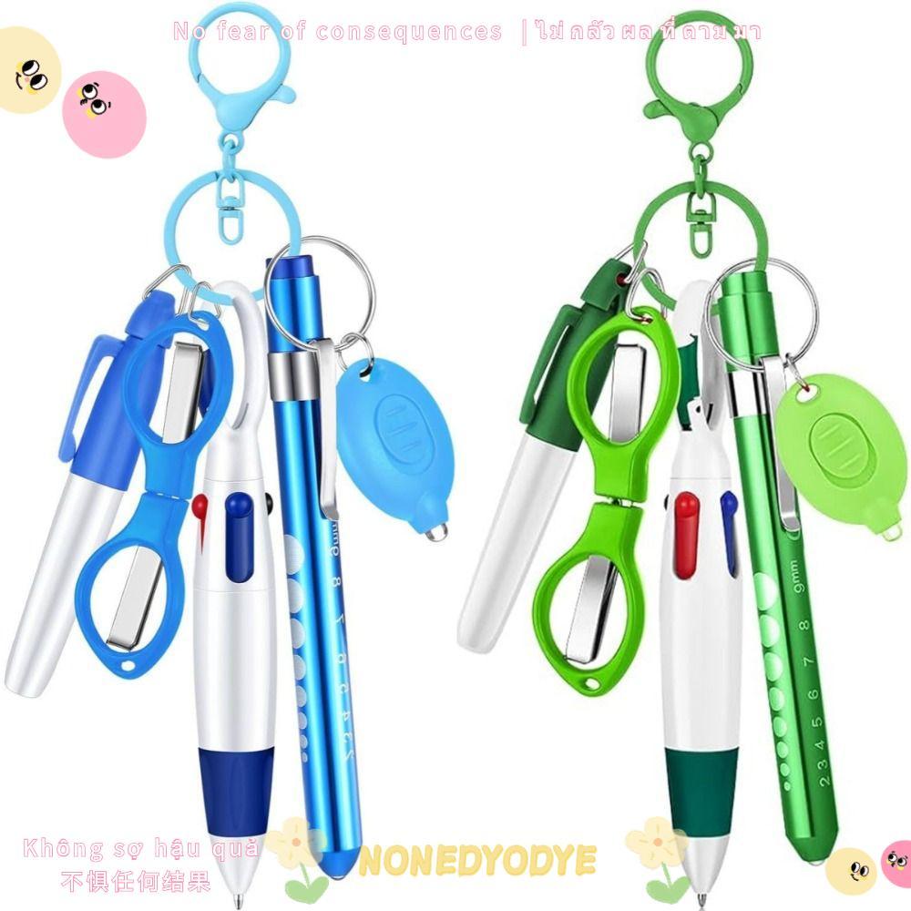Bộ bút bi có thể thu vào NONEDYODYE, Doctore Nurse Badge Clip Badge Reel Móc khóa, Đèn pin đa chức n