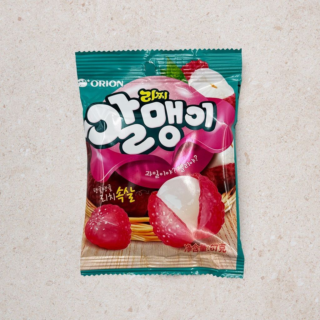 Hàn Quốc Orion Lychee Hương Vị Lột Sandwich Gummy Hương Trái Cây QQ Candy 67g#韩国进口好丽友荔枝味剥皮夹心软糖水果味QQ糖