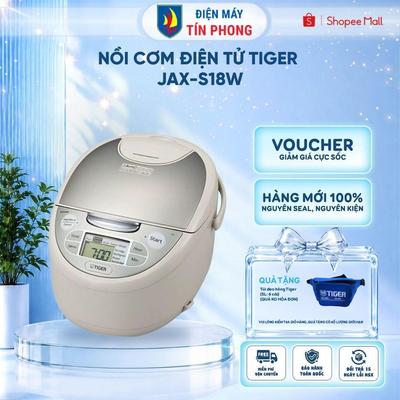 Nồi cơm điện tử Tiger JAX-S18W - Sản xuất tại Nhật Bản - Lòng nồi chống dính - Hàng chính hãng