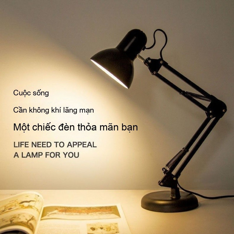 Lamp fixture-x7-i10*Đèn bàn LED cánh tay dài có thể điều chỉnh. Đèn bàn chiếu sáng plug-in bảo vệ mắ