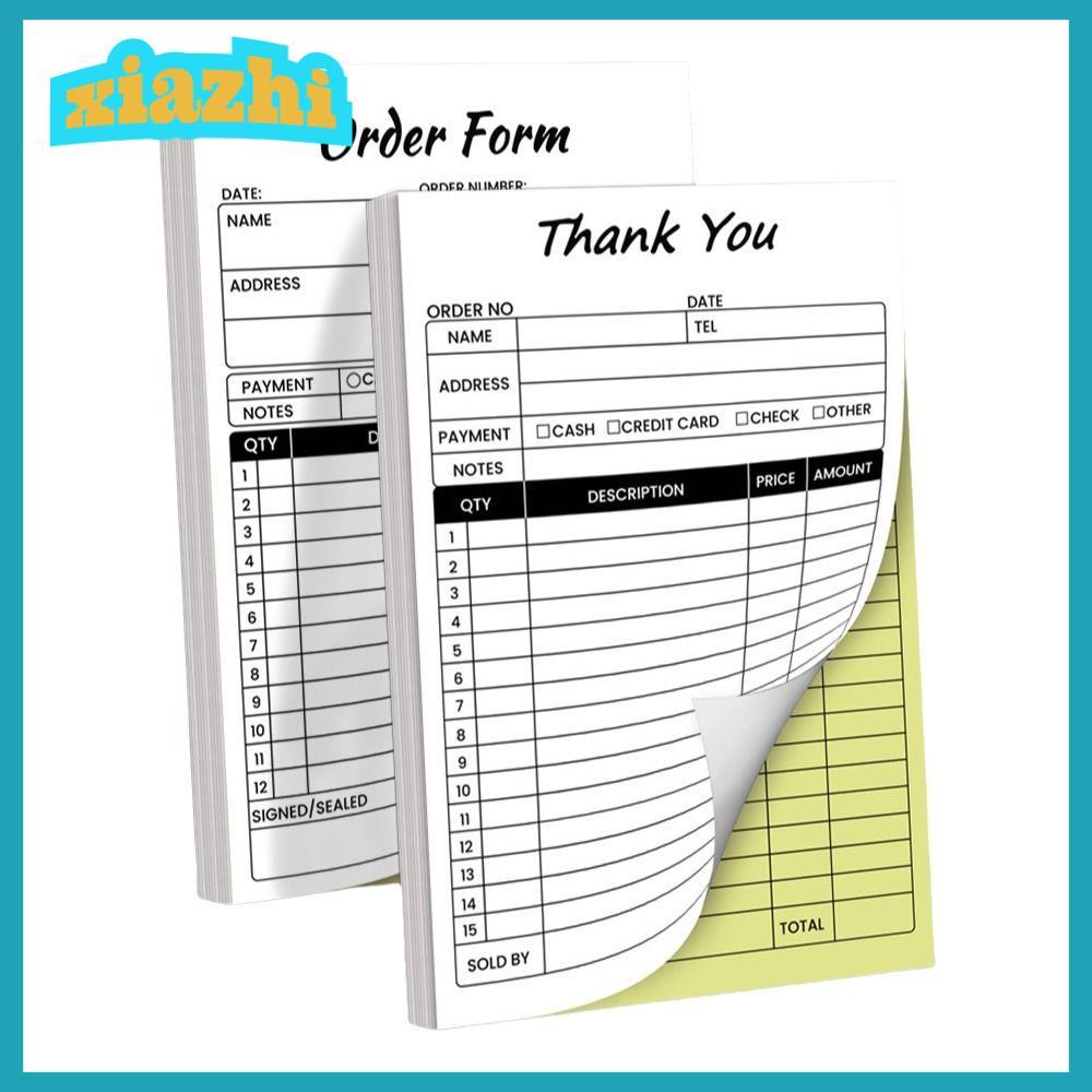 XIAZHI Thank You Receipt Book, Carbon Duplicate Copy White Yellow Invoice Booklet, Premium Cardboard