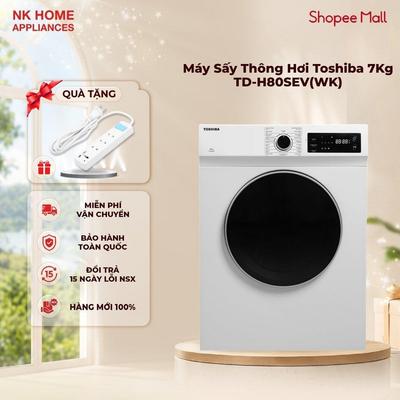 [Shopee - Lắp đặt 0Đ HN HCM]Máy Sấy Thông Hơi Toshiba 7Kg TD-H80SEV(WK), màu trắng - Sấy Nhanh 20 Phút | BH 24 tháng