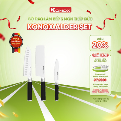 Bộ dao làm bếp 3 món Konox Alder Set thép Đức 1.4116 cao cấp