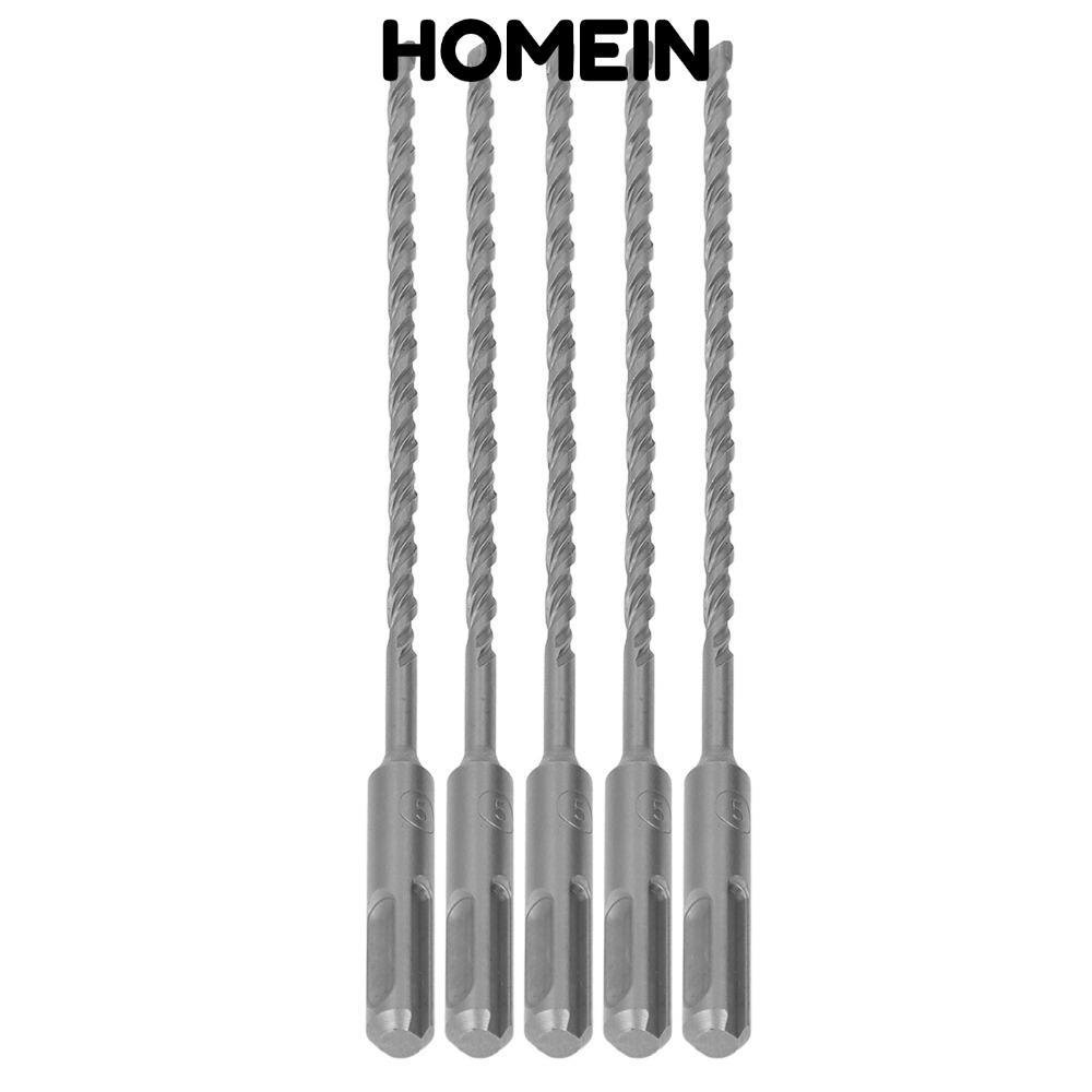 HOMEIN 5 Mũi khoan búa quay, Mũi khoan tác động dài 210mm, Đường kính xoắn ốc sáo đôi 5mm / 0,2in Mũ