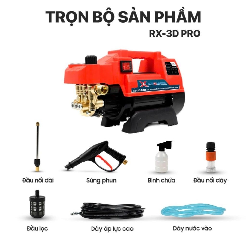 Máy Rửa Xe Gia Đình XPOWER RX-3D Pro XP-88 Áp Lực Cao Có Chống Giật Có Chỉnh Áp An Toàn Sử Dụng