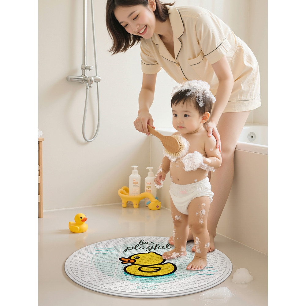 Dajiang Phòng Tắm Tầng Thảm Vệ Sinh Chân Thảm Tắm Tròn Vịt Vàng Bé Thảm Tắm Trẻ Em Chống Trơn Trượt