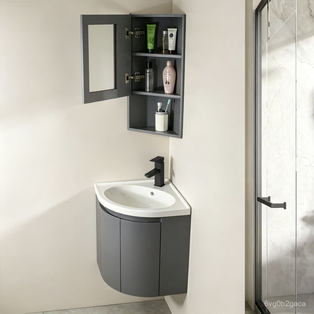 Tủ chậu lavabo góc tam giác tiết kiệm diện tích sứ cao cấp bền đẹp tiện dụng