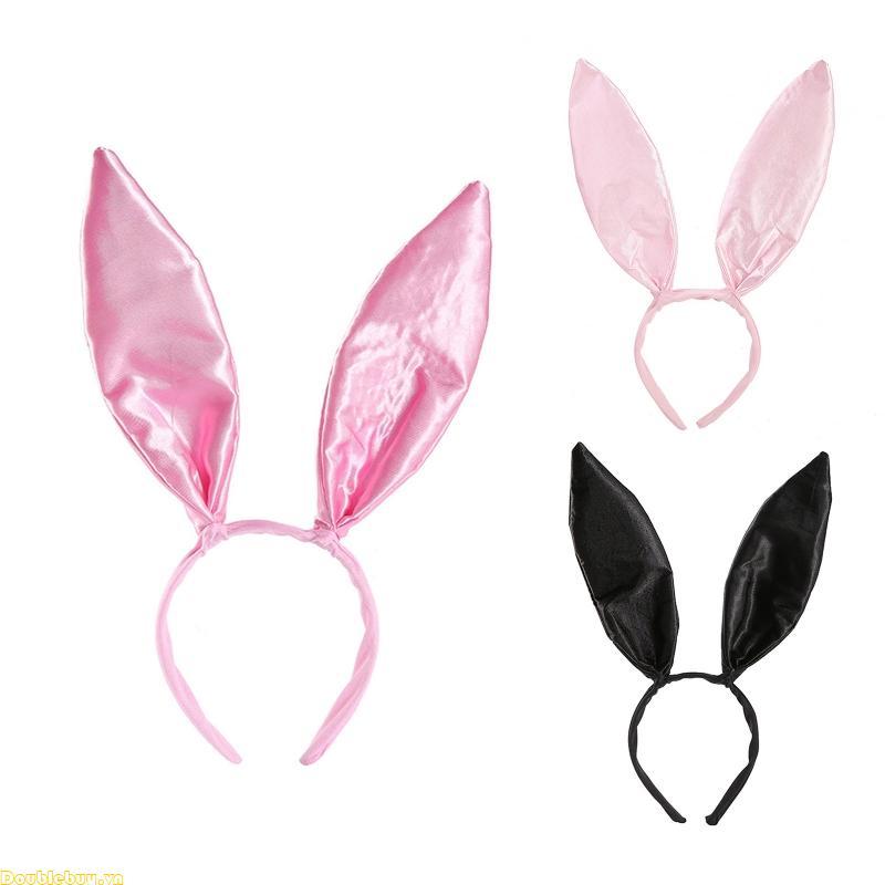 Doublebuy Bunny Ear headband Satin Hair Hoop Bunny Cosplay Headband Thỏ Ear Hairband