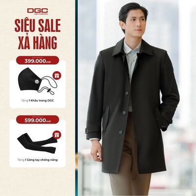 Áo khoác măng tô nam 3 lớp DGCS - dáng dài, vải cản gió, chống thẩm nước - WAMTBC03M