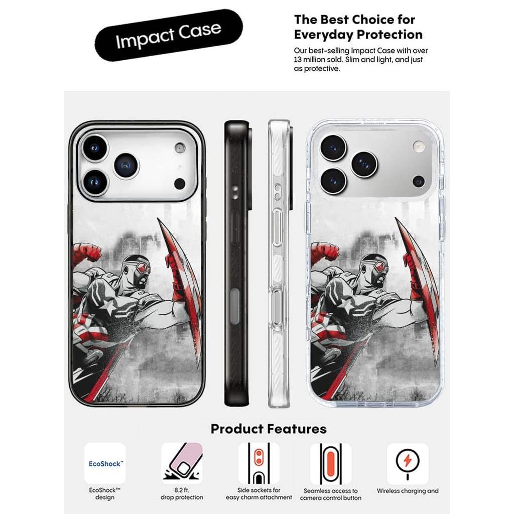 Ốp lưng Captain America VS Edge Đen Trong Suốt Cứng Hút Từ Tính Tác Động Dành Cho Apple IPhone 14 15